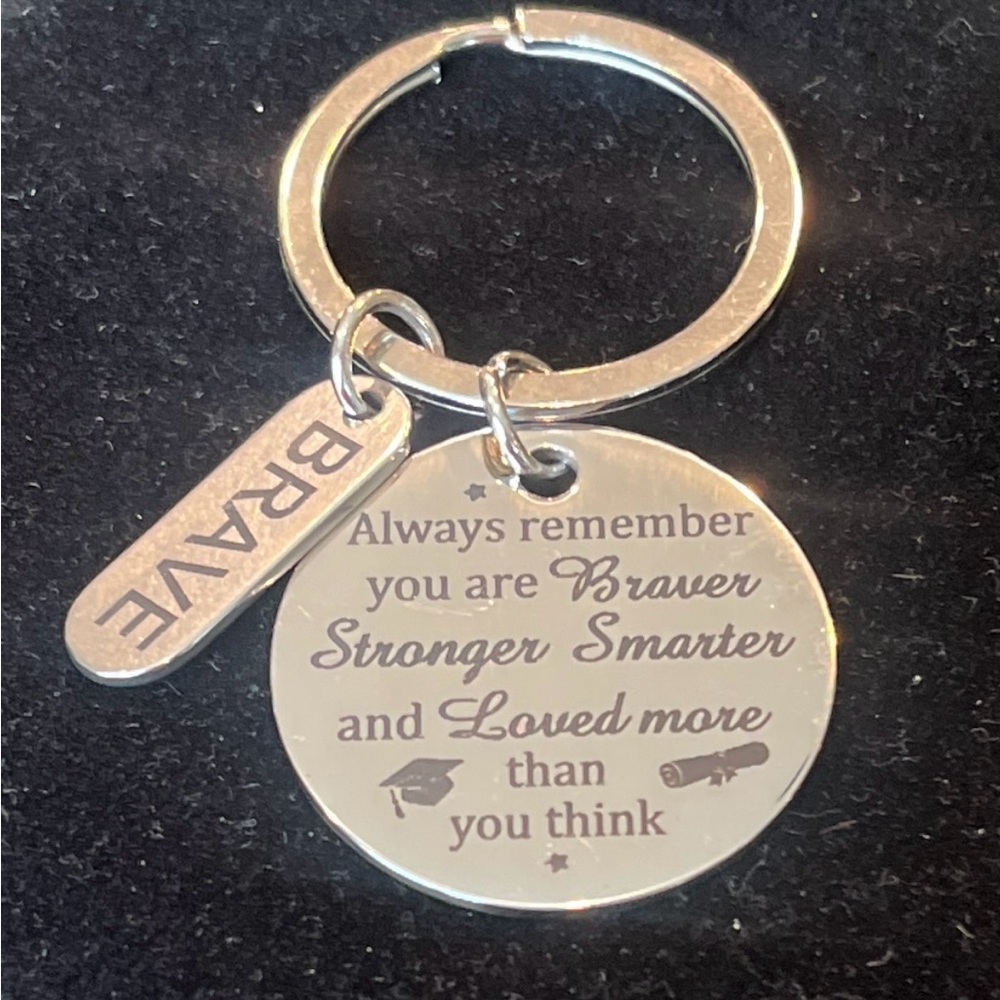 Graduate Silver Tone Inspirational Key Chain